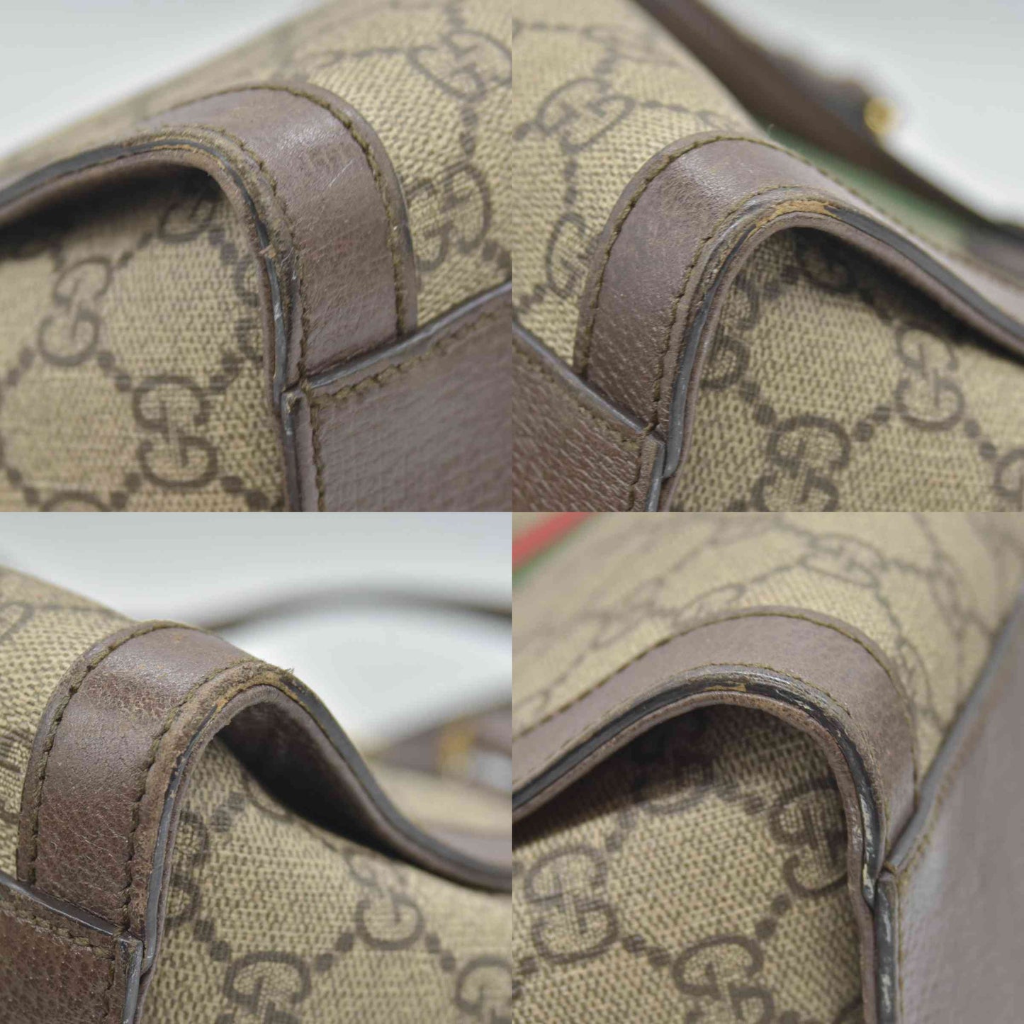 $2390 Gucci GG Supreme Monogram Web Medium Ophidia Tote Bag Brown