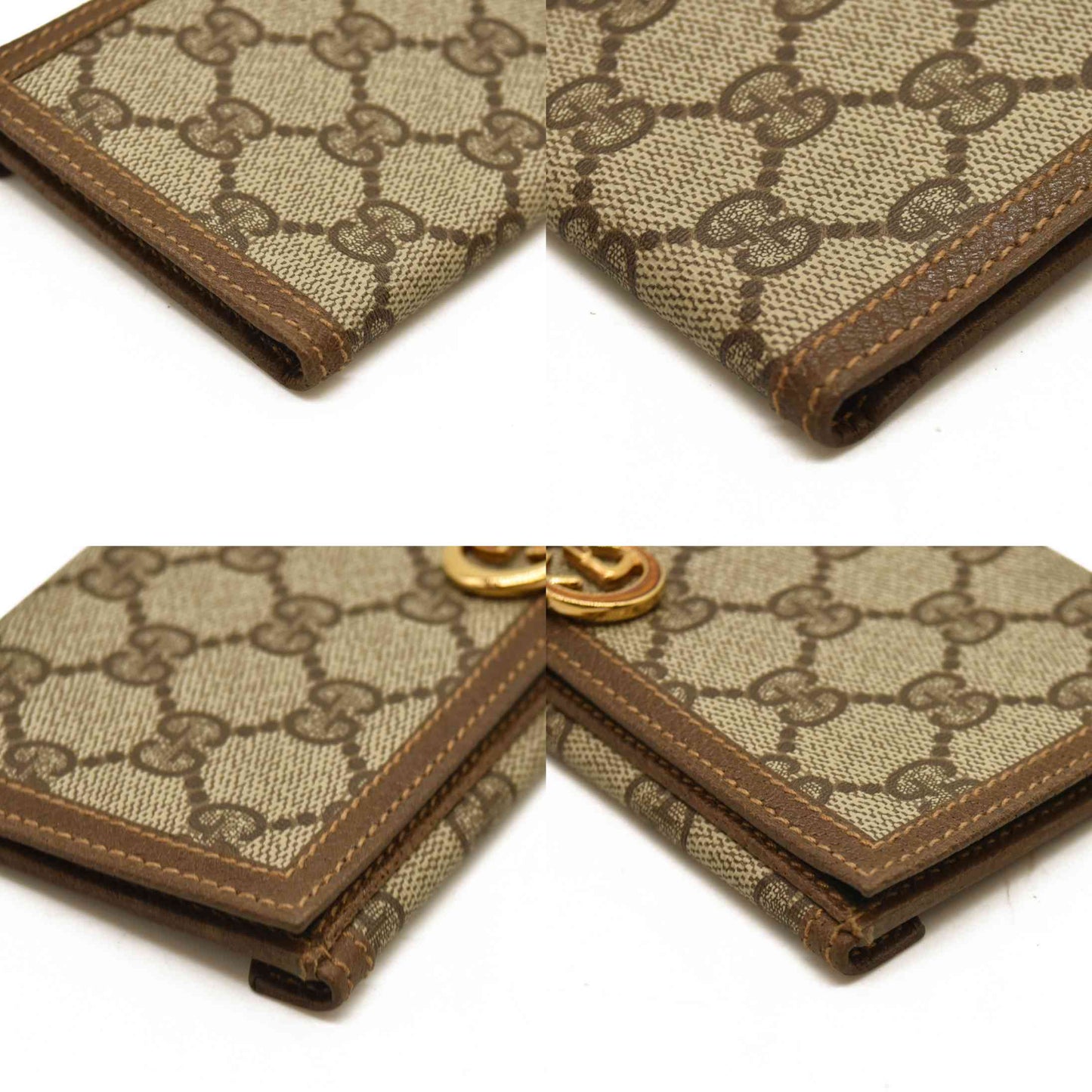 GUCCI Interlocking G GG Logo PVC Long Bifold Wallet Beige Green