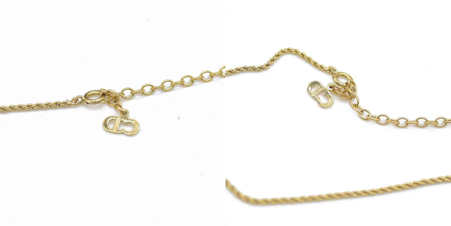 $600 Dior CD Logo Pendant Necklace Gold Plated