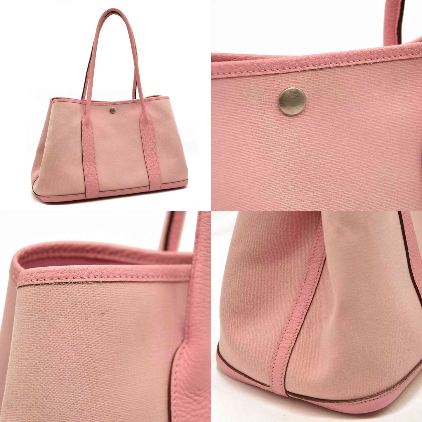 AUCTION $3500 Hermes  Toile Epsom Verso Garden Party 36 MM Bubblegum Rubis Square P