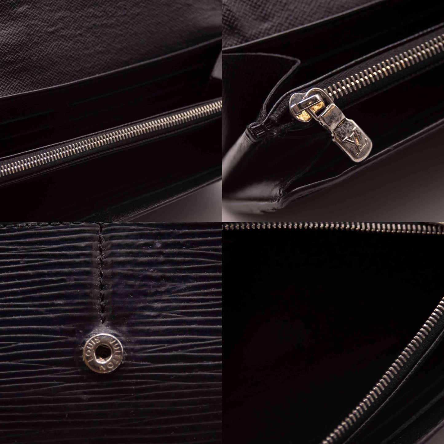 $865 2017 Louis Vuitton Epi Portefeiulle Sarah Long Bifold Wallet Black CA2127