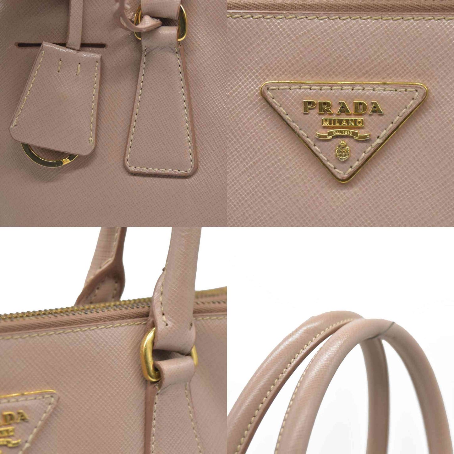AUCTION $4300 Prada  Saffiano Small Galleria Double Zip Tote Cammeo