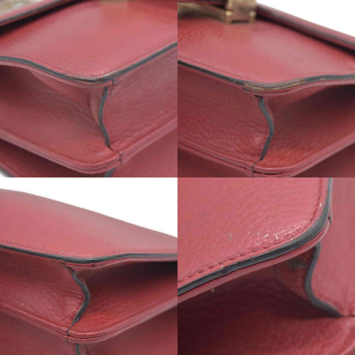 AUCTION $1550 Gucci  Dollar Calfskin Interlocking G Shoulder Bag Red