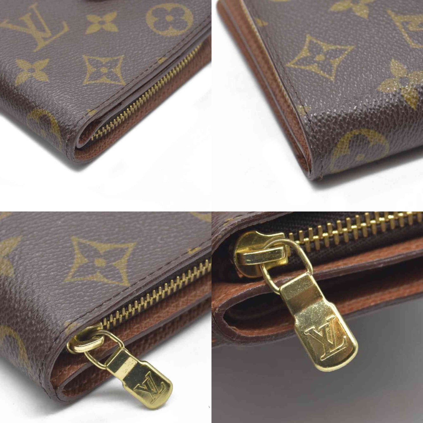 $590 Louis Vuitton Monogram Compact Zip Bifold Wallet Brown CA1908 1998 CONSIGNMENT