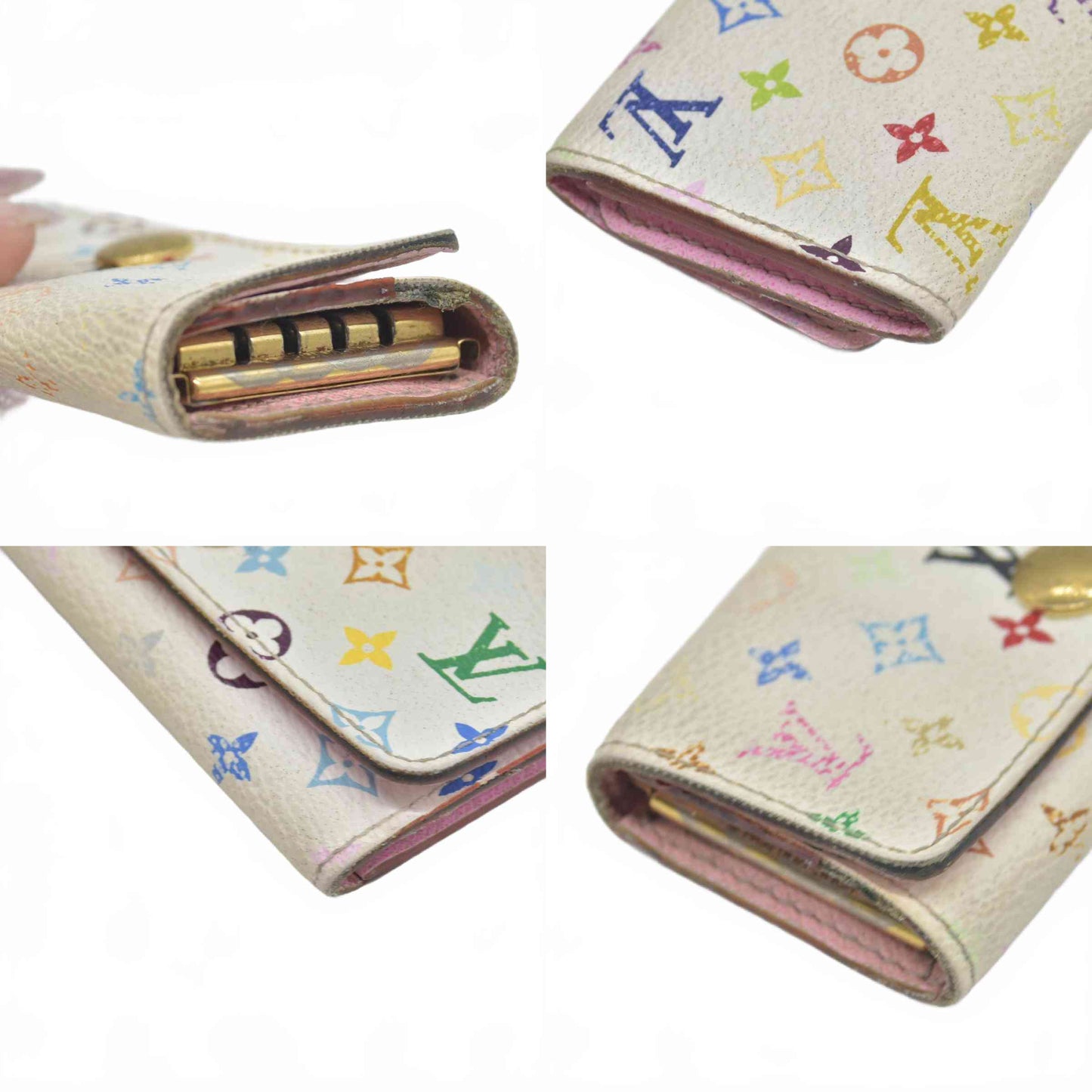 $330 2014 LOUIS VUITTON Monogram Multicolor Multicles 4 Ring Key Case CT3154