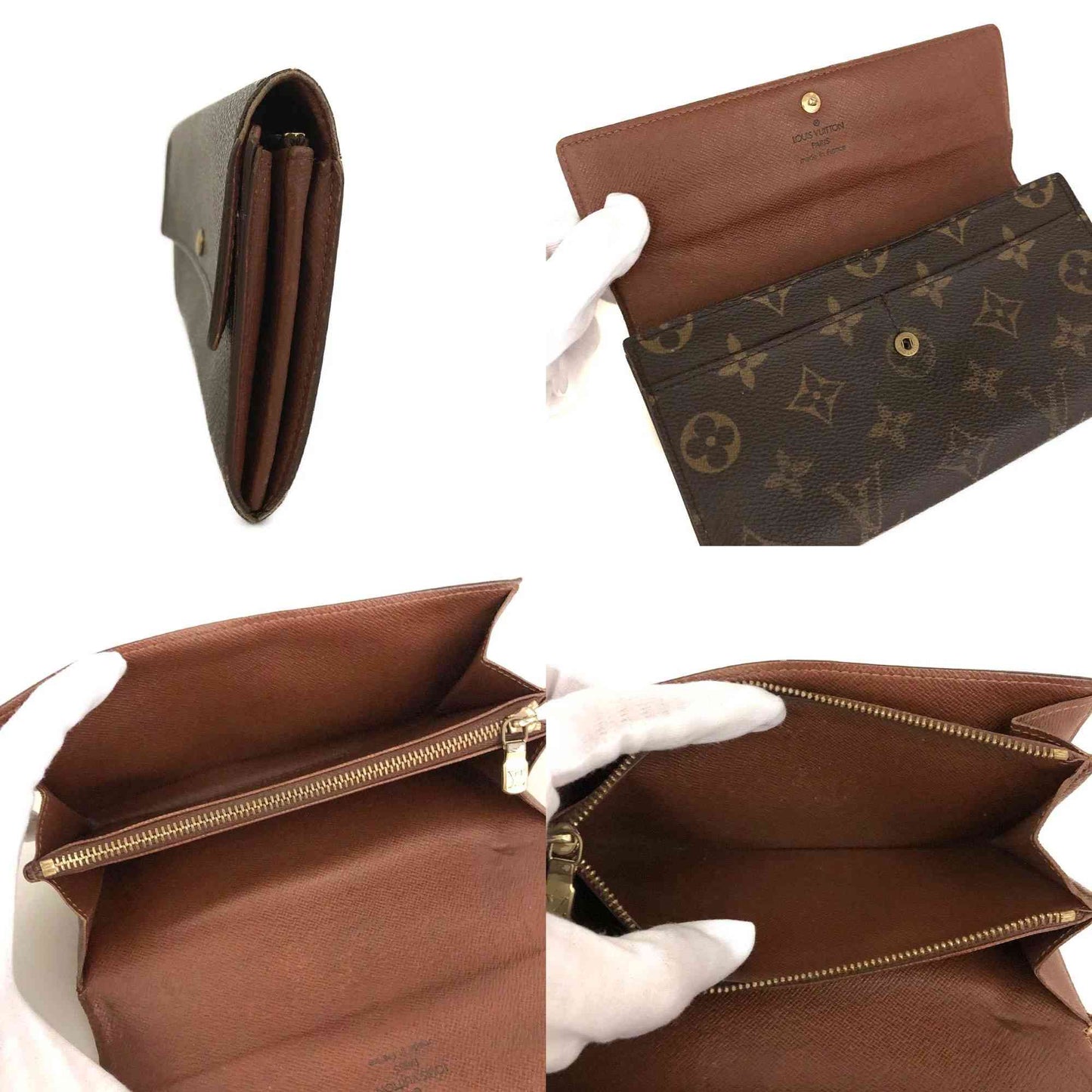 $725 2000 Louis Vuitton Monogram Portefeiulle Sarah Long Bifold Wallet Brown TH1000