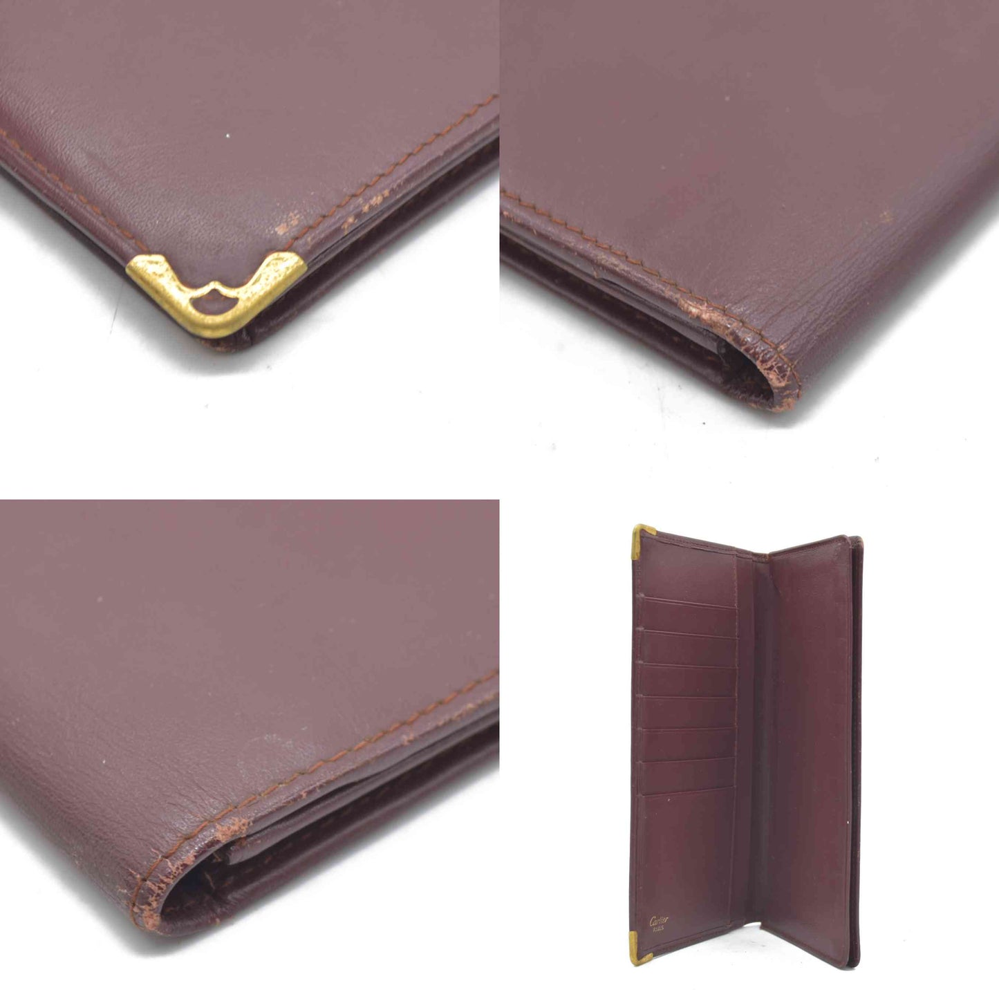 $800 Cartier Vintage Burgundy Bifold Leather Wallet CONSIGNMENT