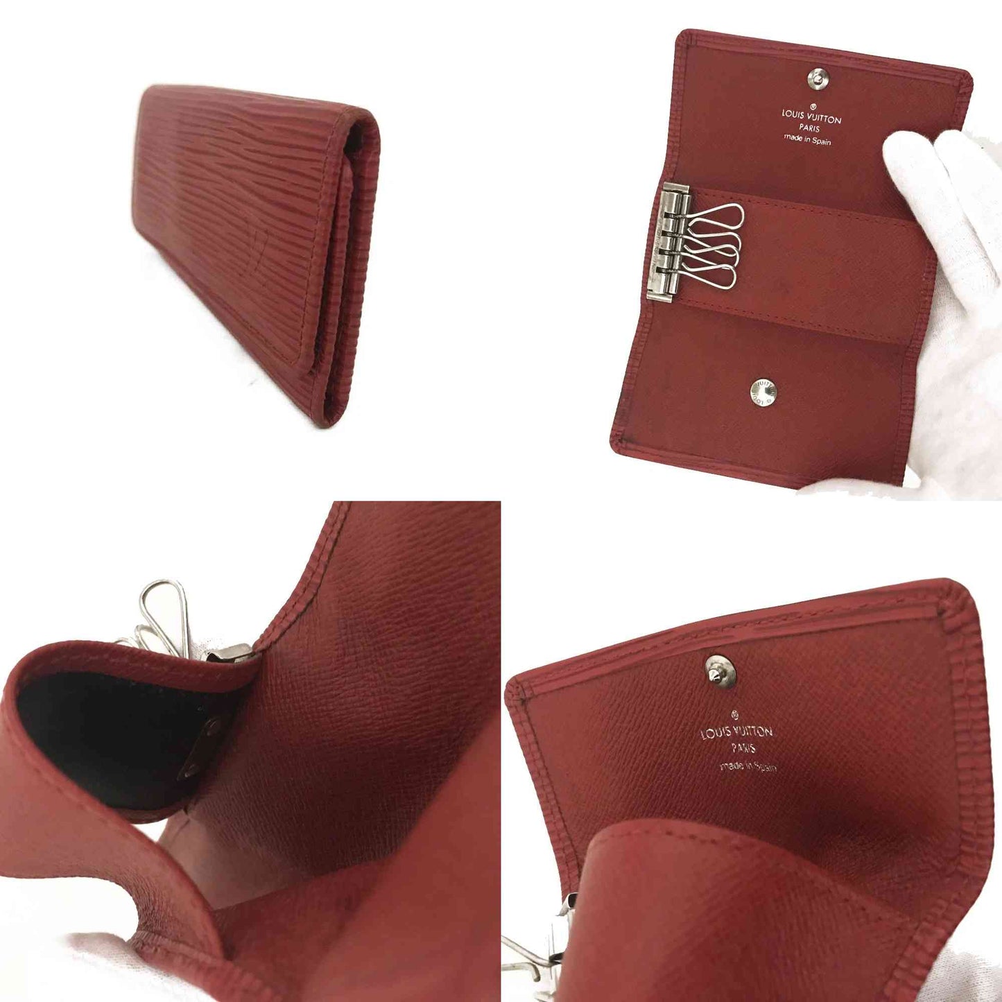 $345 2005 Louis Vuitton Epi Multicles Leather 4 Ring Key Case Red CA1015