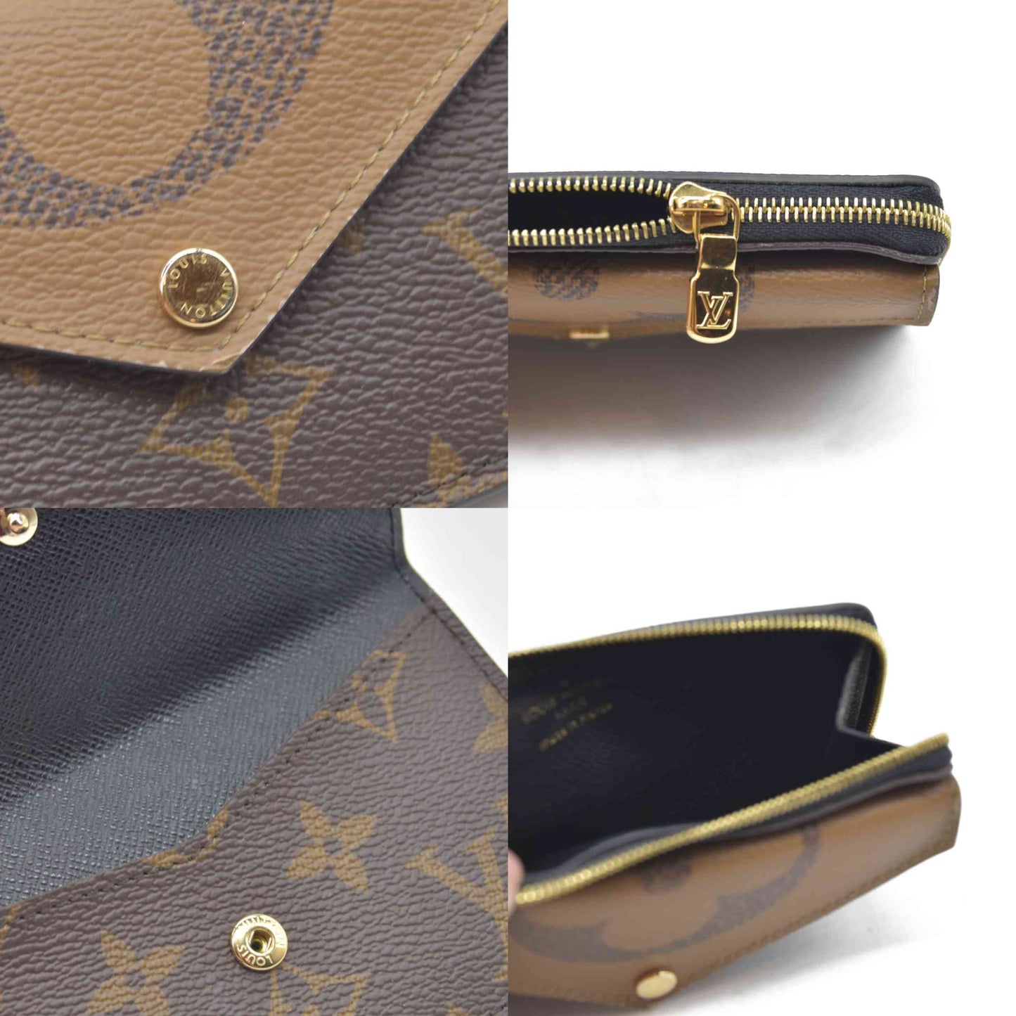 $700 Louis Vuitton  Reverse Monogram Recto Verso Card Holder Brown RFID