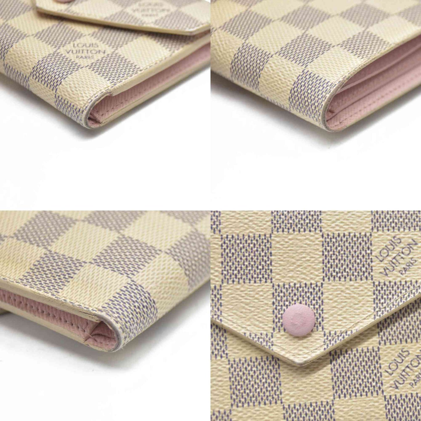 AUCTION $605 Louis Vuitton Tri-fold Wallet Damier Azur Portefeuille Victorine