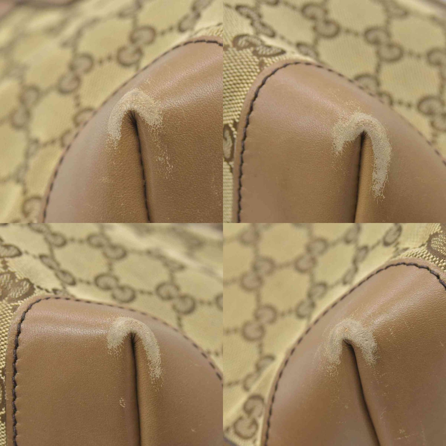 $1040 GUCCI Canvas Monogram Craft Tote Beige Brown Hand Tote Bag