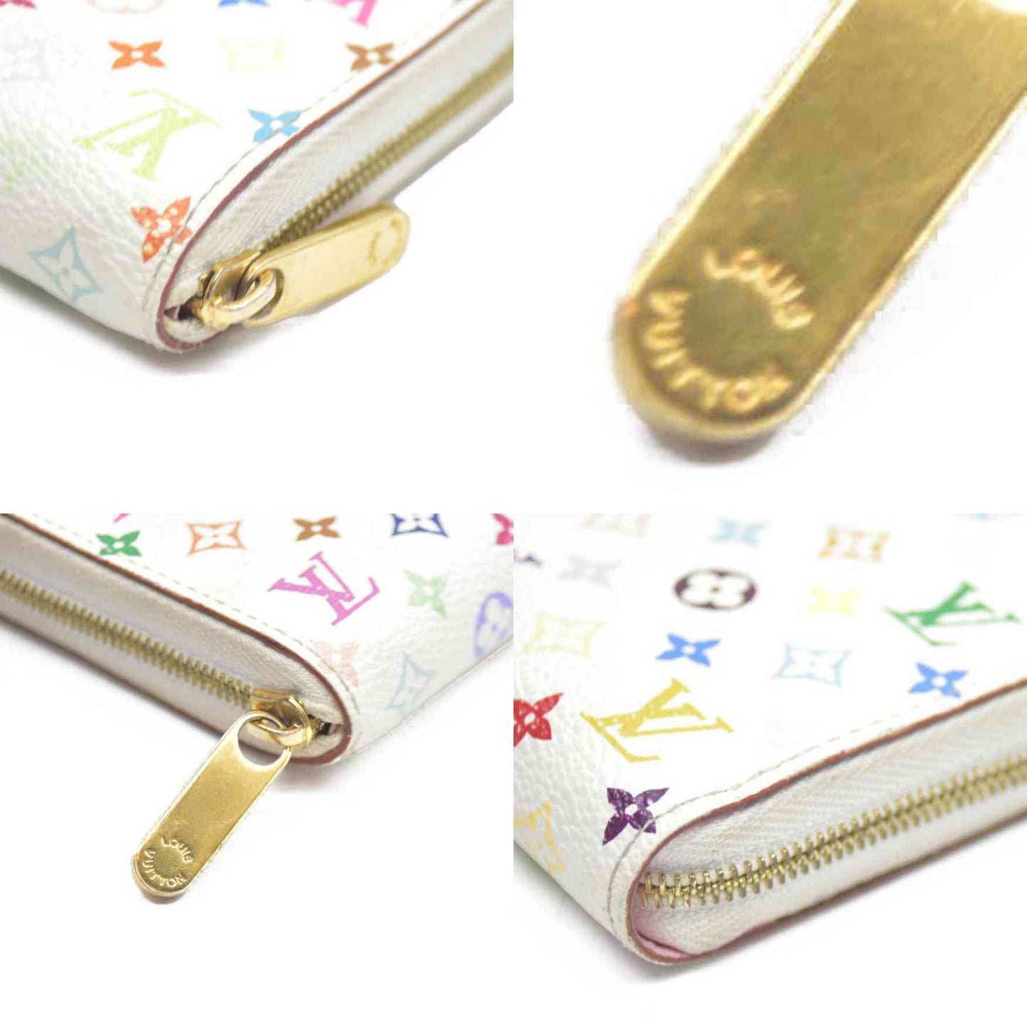 Louis Vuitton Multicolor Zippy Zip Leather Coin Purse Wallet White TS2102