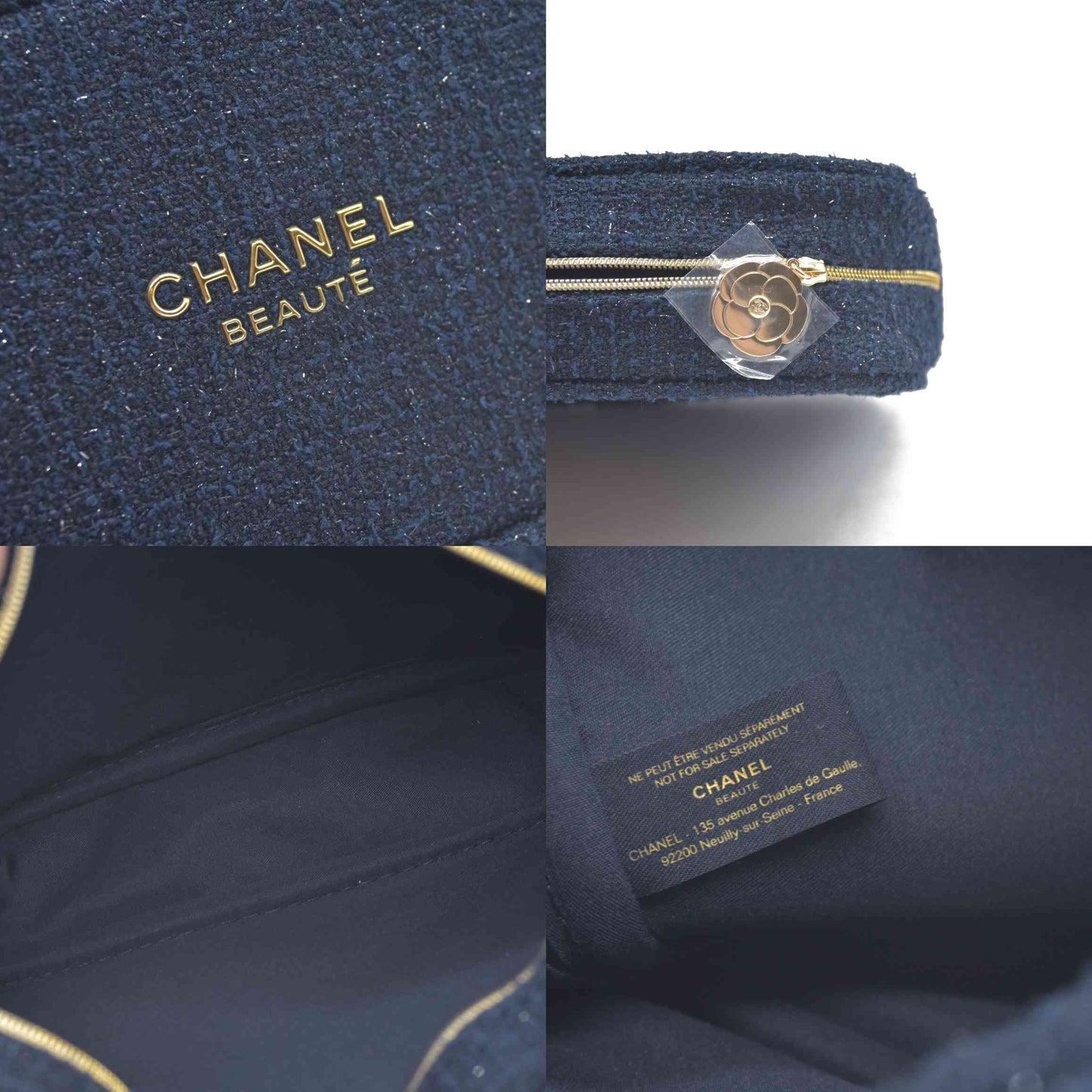CHANEL EYES TO IMPRESS Cosmetic Pouch Navy Blue Shimmer CONSIGNMENT