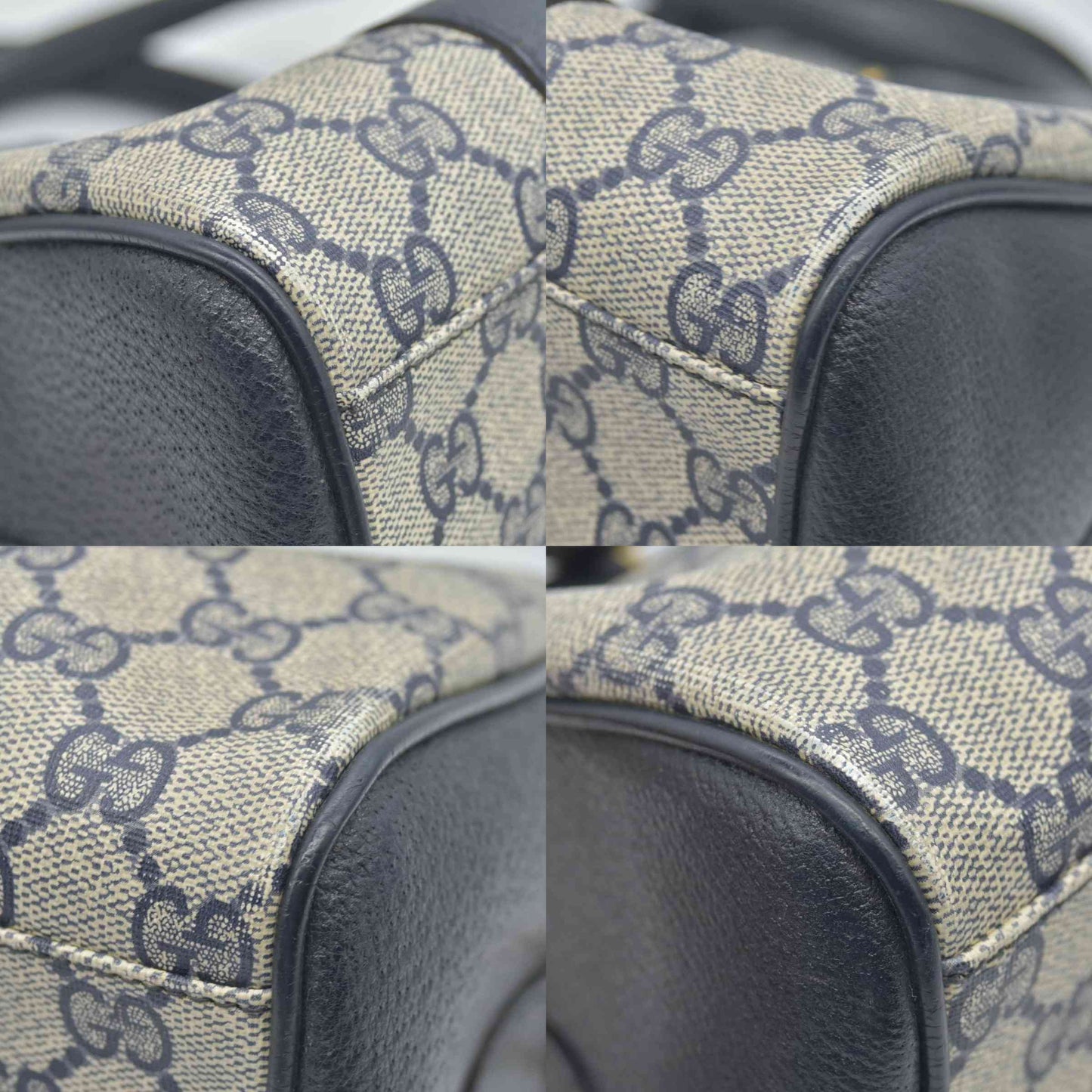 $950 Gucci Vintage GG Monogram Supreme Boston Handbag PVC Leather CONSIGNMENT