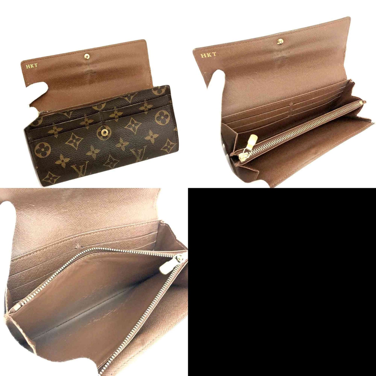 AUCTION $720 Louis Vuitton Monogram Portefeiulle Sarah Long Bifold Wallet Brown CA0049