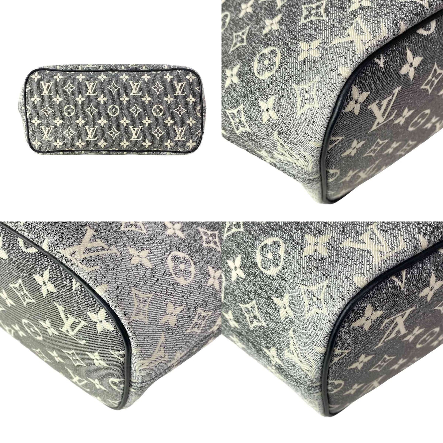 $2460 LOUIS VUITTON Neverfull MM M21465 Gray Monogram Jacquard Denim