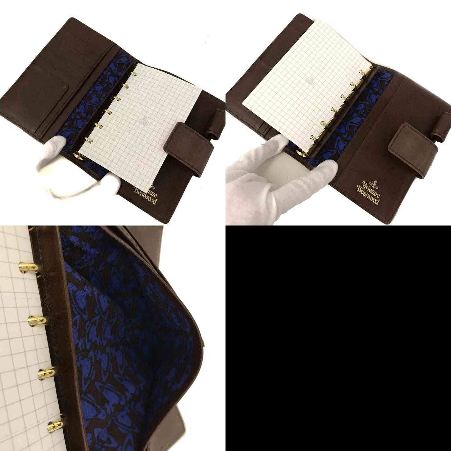 Vivienne Westwood Tiny Orb Leather Notebook Cover Brown