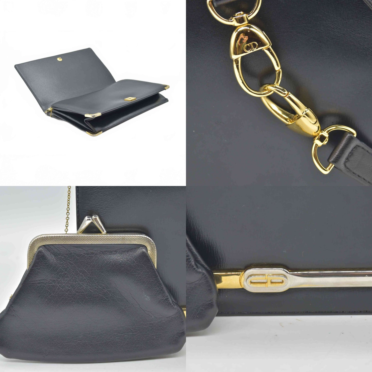 $1290 Christian Dior Shoulder Bag Black Leather
