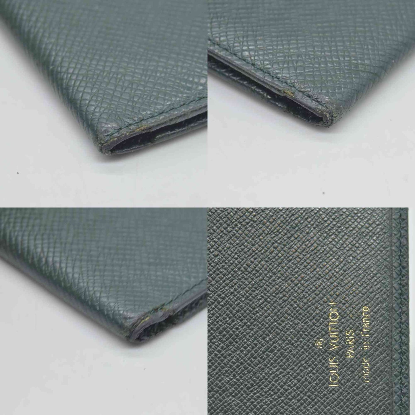 $810 1995 Louis Vuitton Taiga Brazza Wallet Dark Green MI0985 CONSIGNMENT