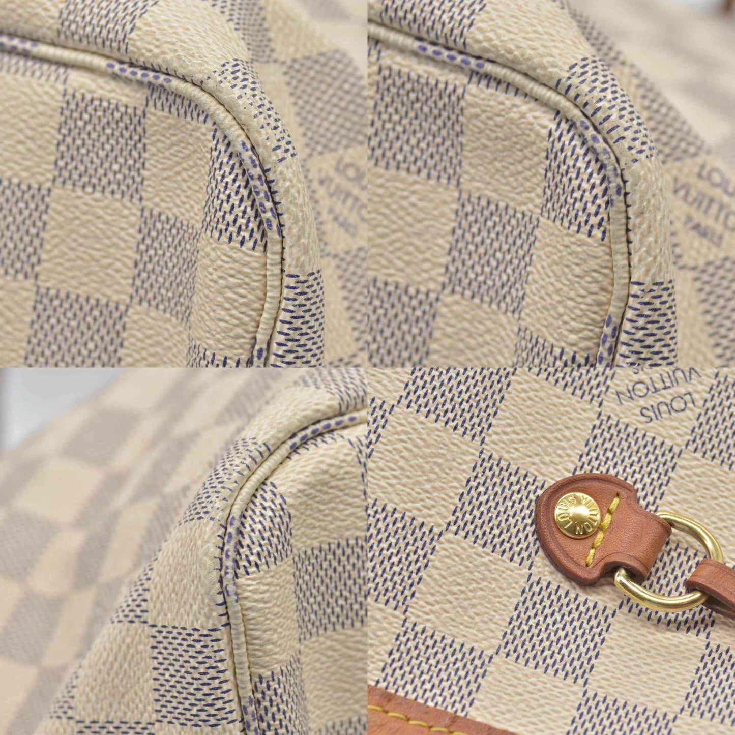 $2170 Louis Vuitton Damier Azur Neverfull MM Rose Ballerine AR4103