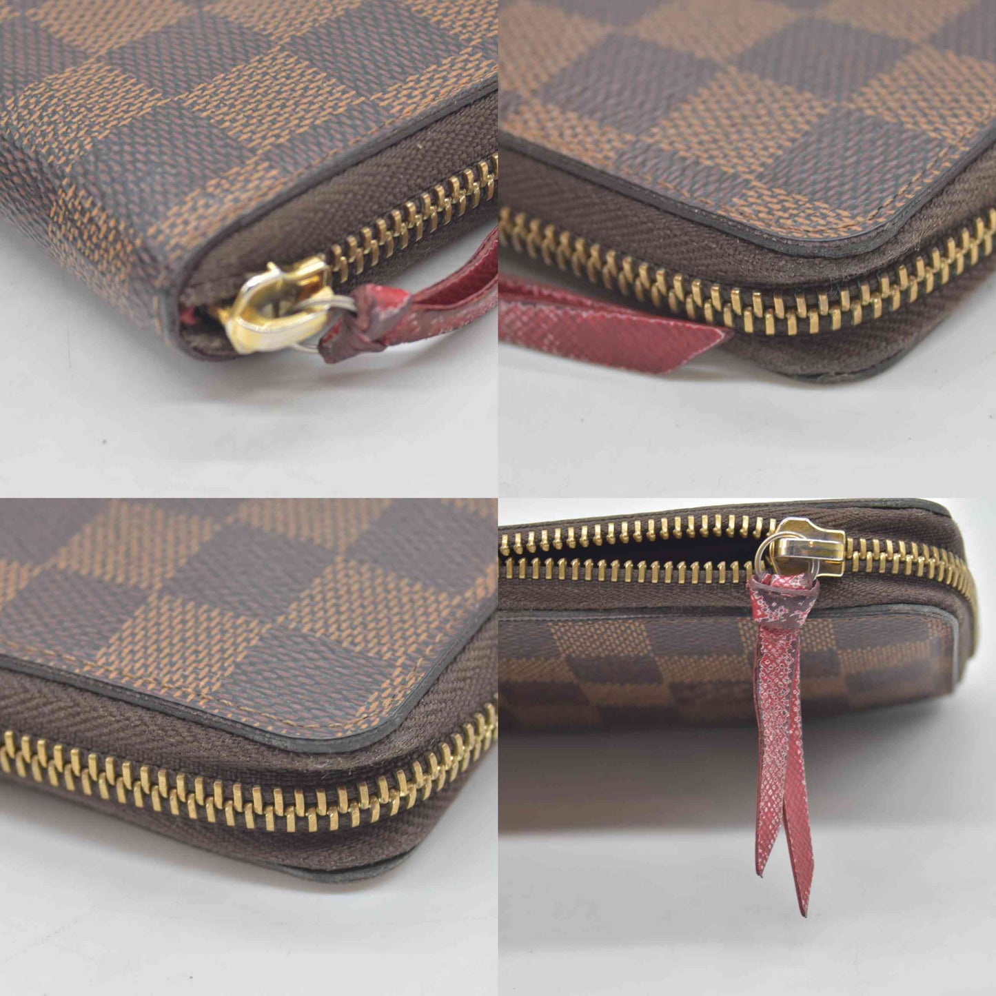 $620 2017 Louis Vuitton Damier Ebene Clemence Wallet Cherry CA2137