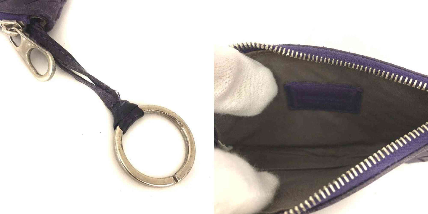 $650 Bottega Veneta Intrecciato Lambskin Coin Purse Wallet Purple