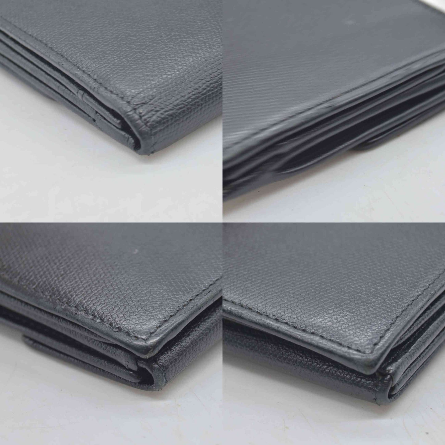 $925 2005 Chanel Grained Calfskin CC Button Long Wallet Black