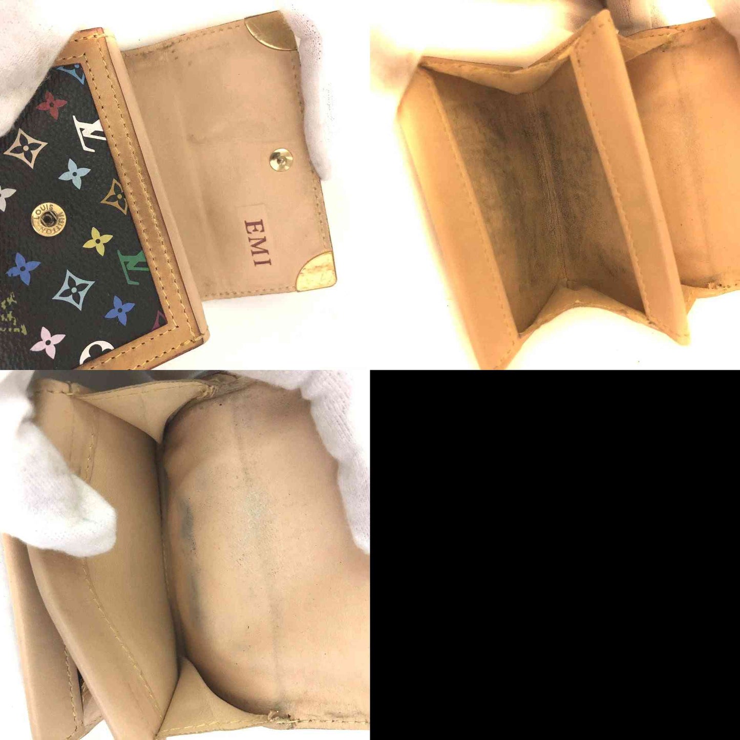 $550 2008 Louis Vuitton Monogram Multicolor Porte Monnaie Plat Coin Purse MI0018