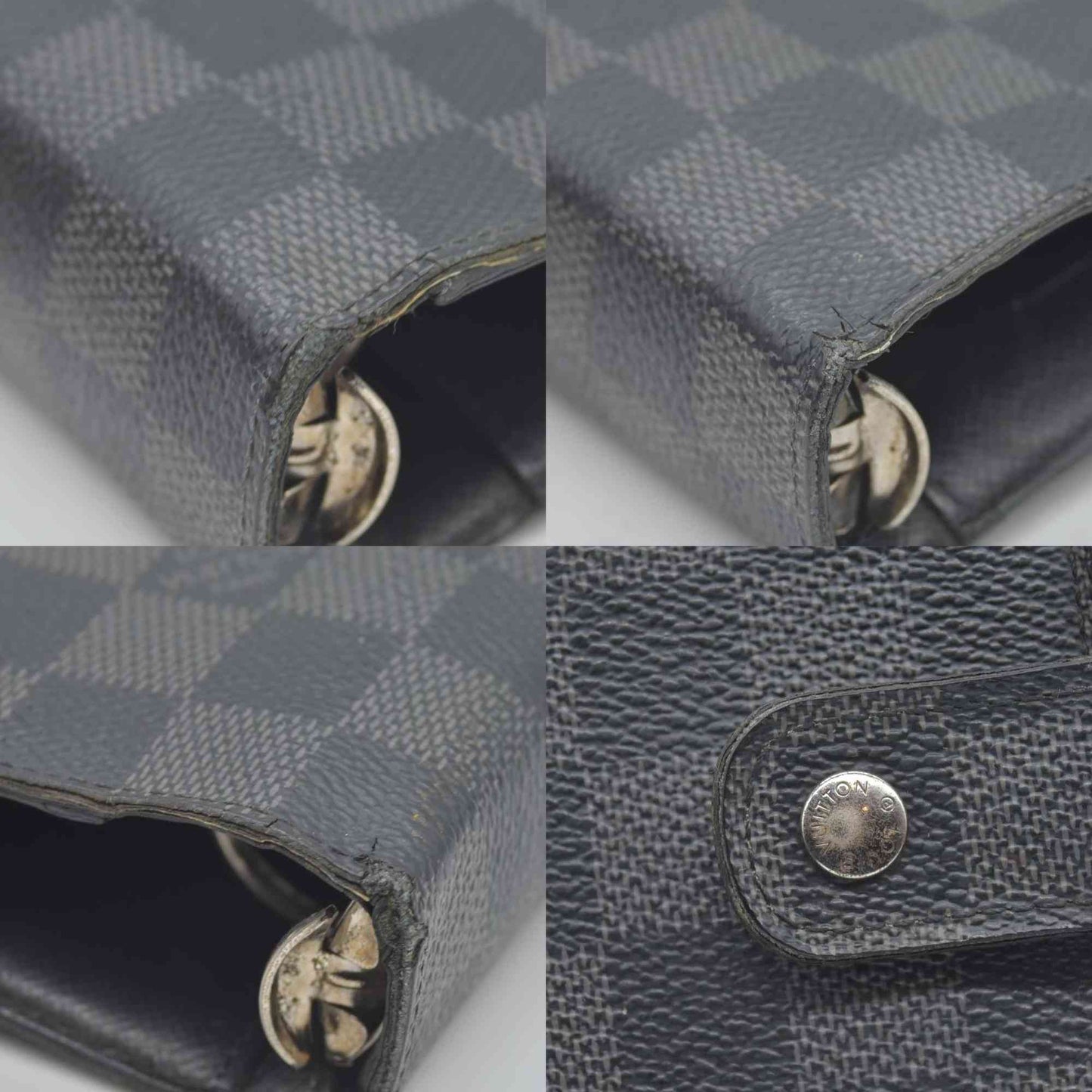 $755 2010 Louis Vuitton Damier Graphite Medium Ring Agenda Cover SP5100 CONSIGNMENT