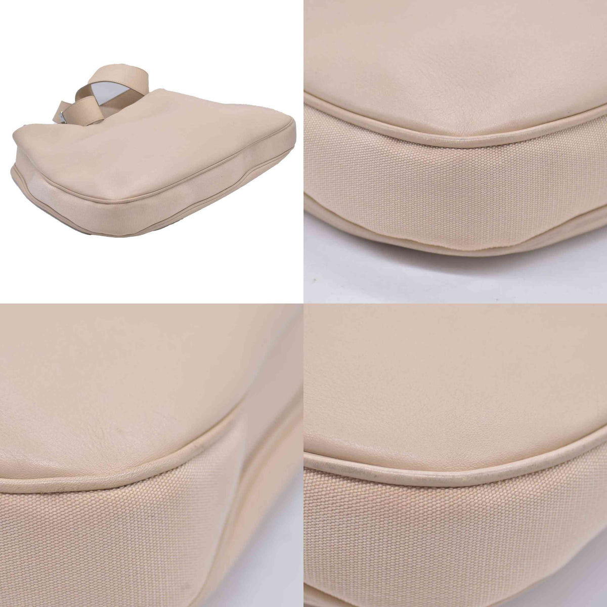 $1580 Gucci Smooth Leather Clip Hobo Shoulder Bag Beige CONSIGNMENT