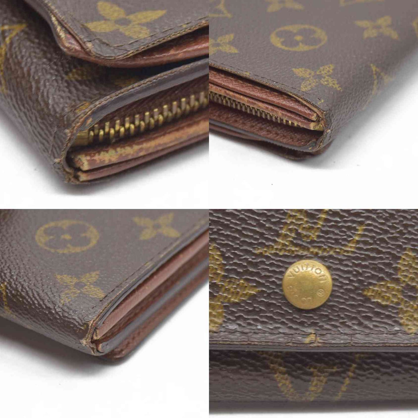 $725 Louis Vuitton Monogram Porte Monnaie Billets Tresor Bifold Wallet CA1021