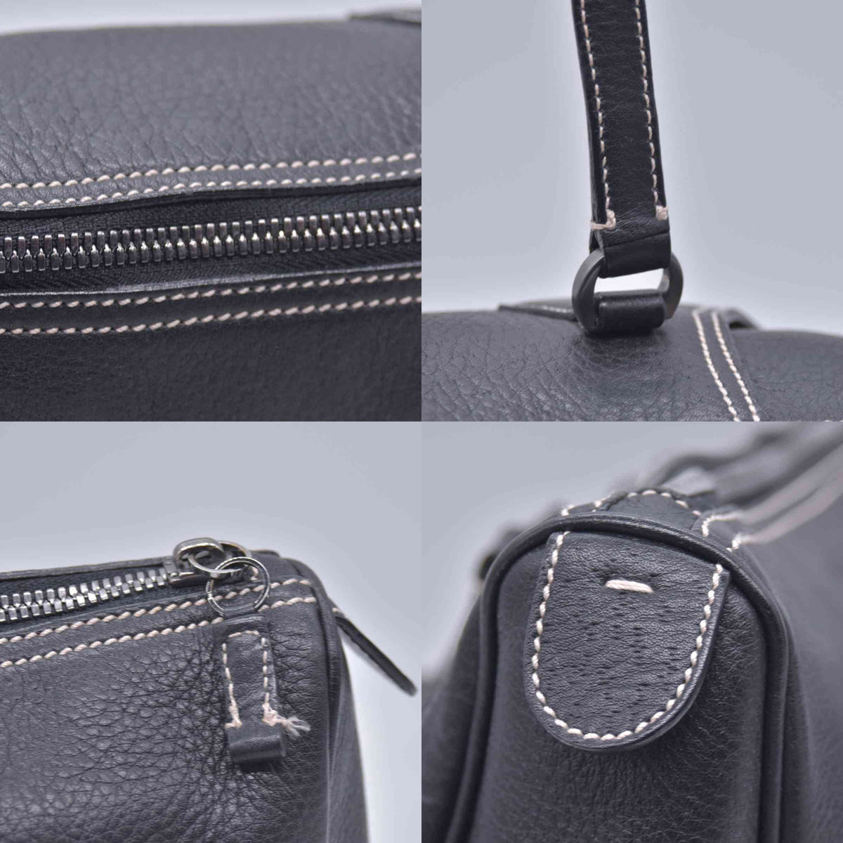 $1050 SALVATORE FERRAGAMO Pebbled Leather Charm Detail East West Tote Bag Black CONSIGNMENT 10021245