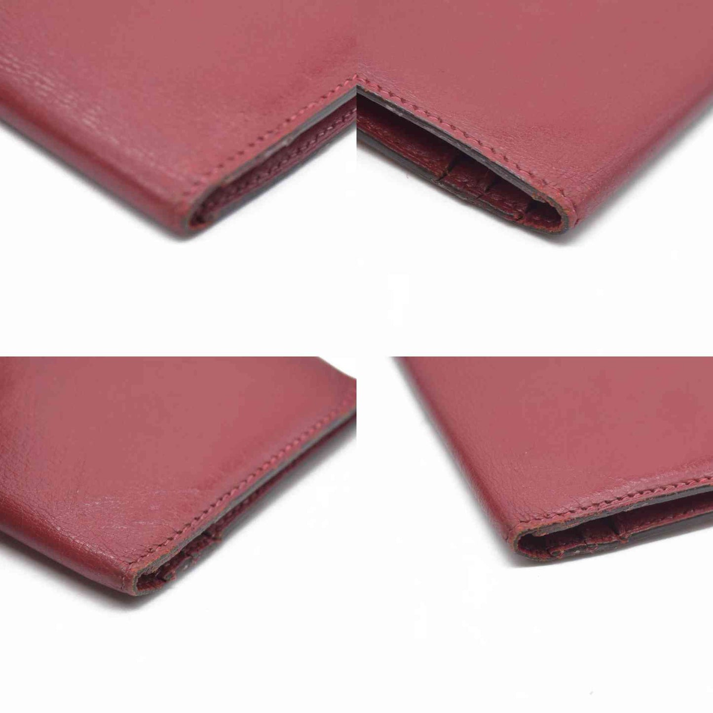 AUCTION $1570 Hermes Epsom Bearm Souffle Bifold Wallet Burgandy
