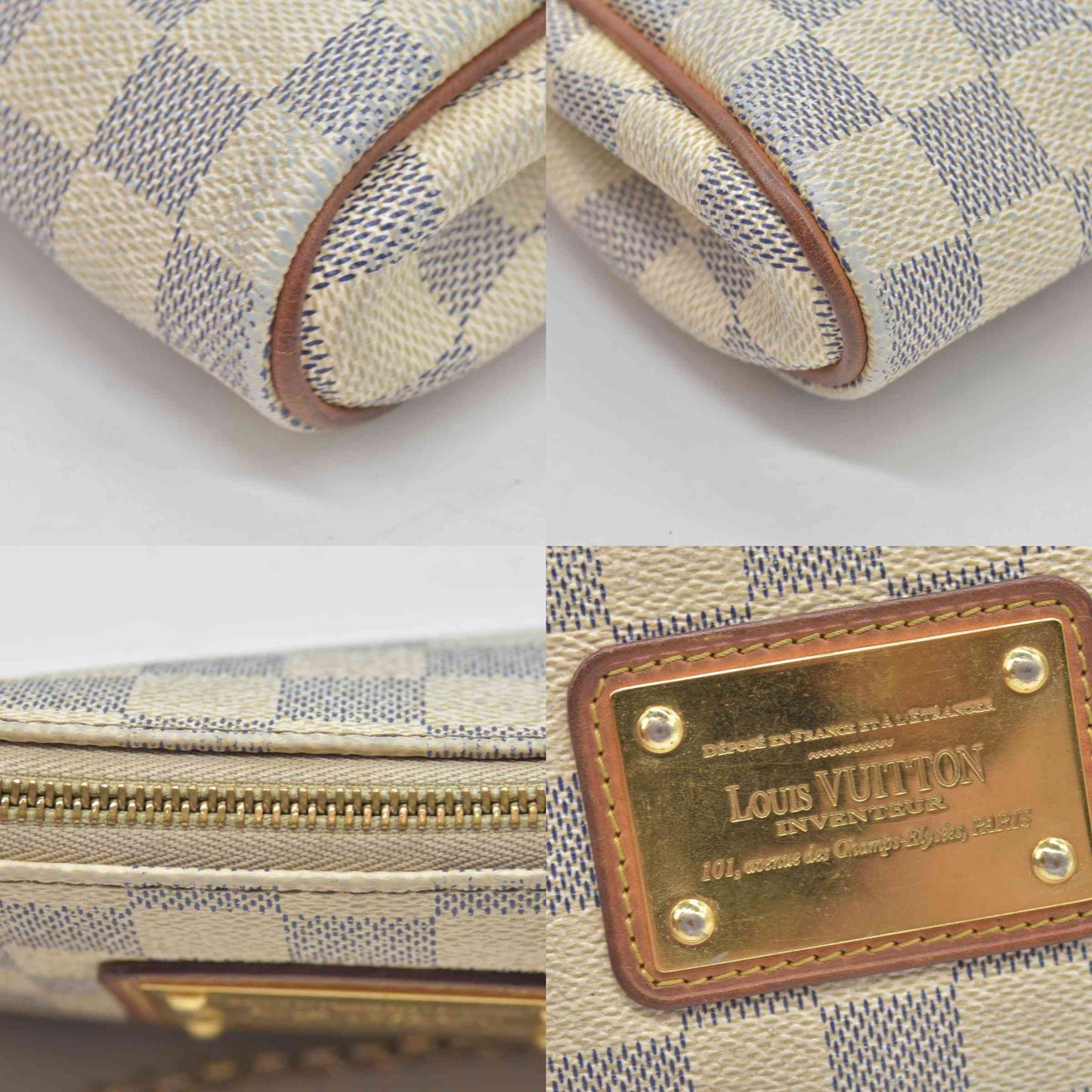 $1460 2012 Louis Vuitton Damier Azur Eva Clutch SN2182