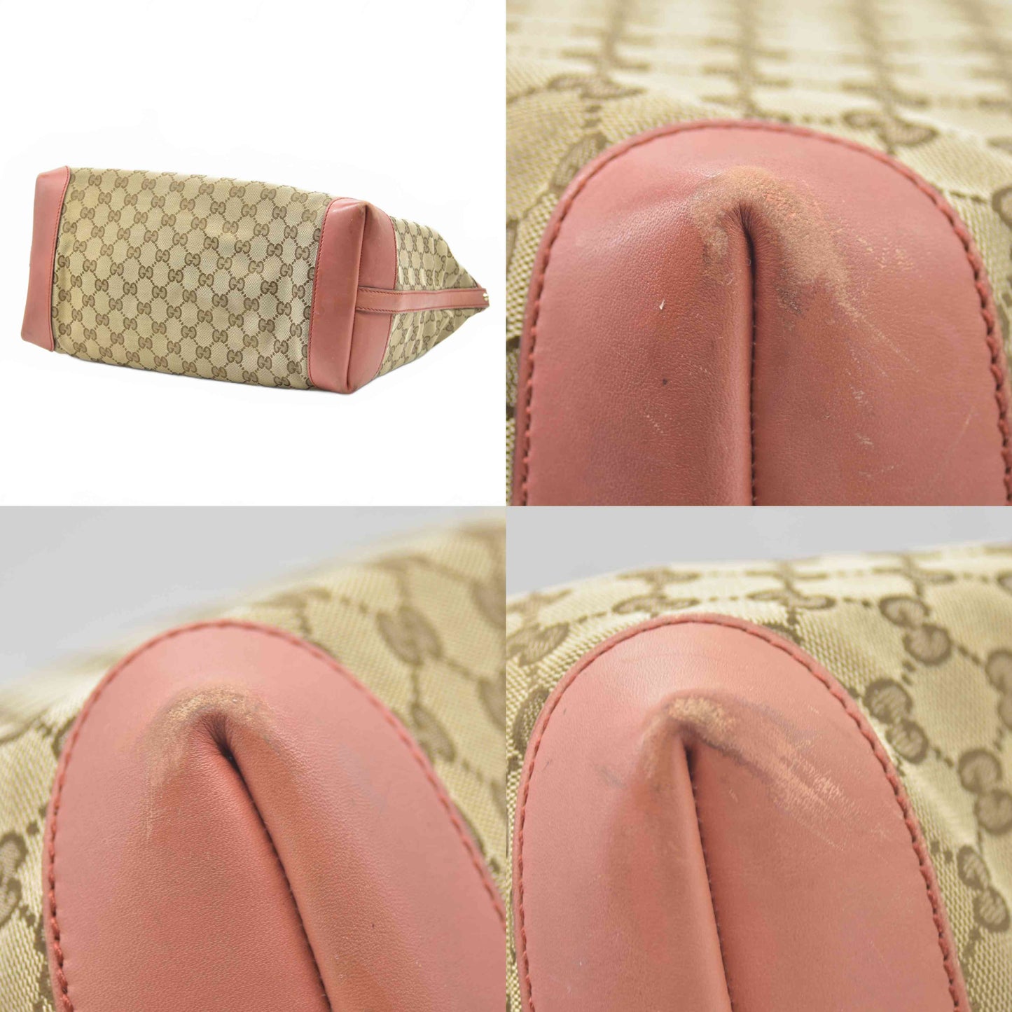 $1040 Gucci Monogram Medium Supreme Craft Tote Red