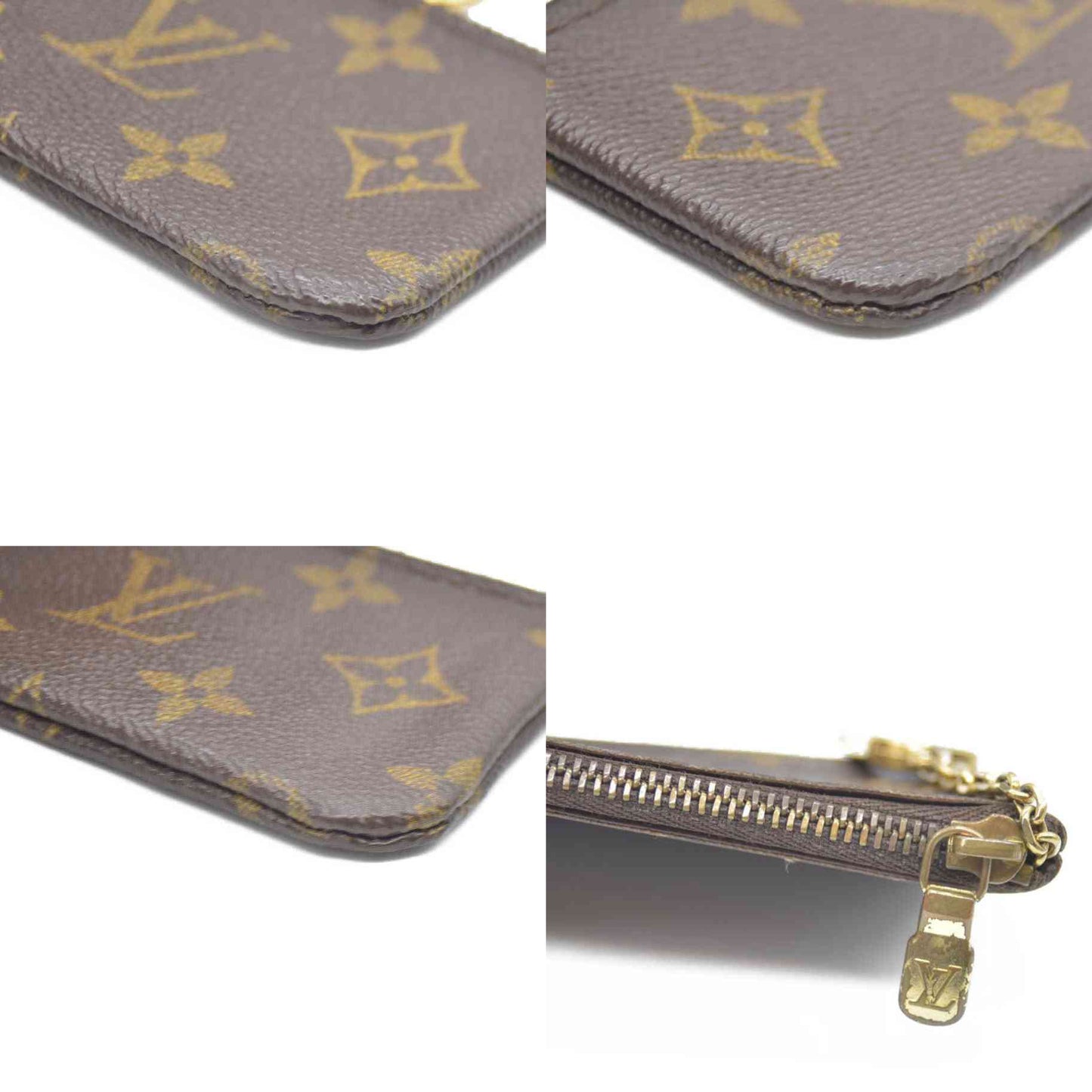 Louis Vuitton Monogram Pochette Cles Wallet Coin Purse Brown