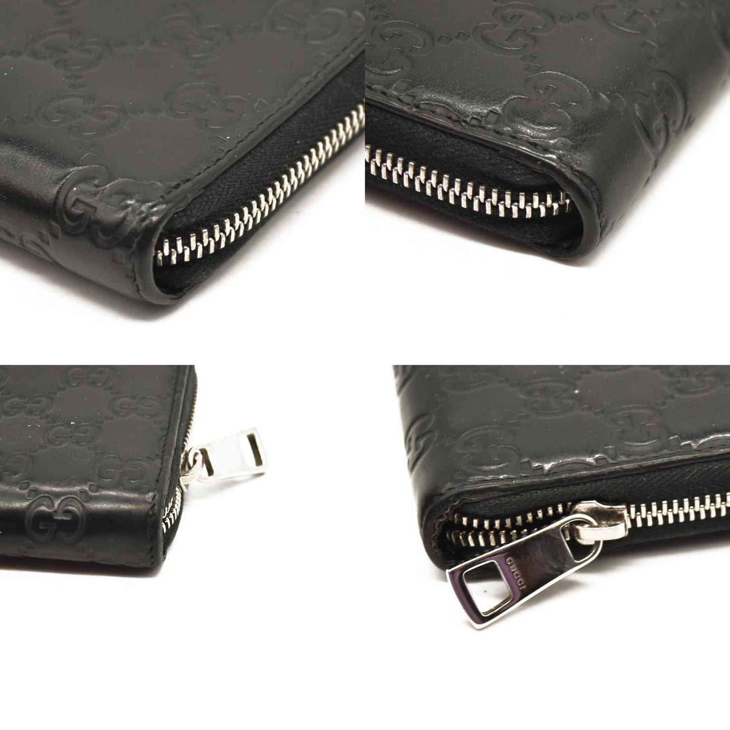 Gucci Black Guccissima Zip Around Wallet