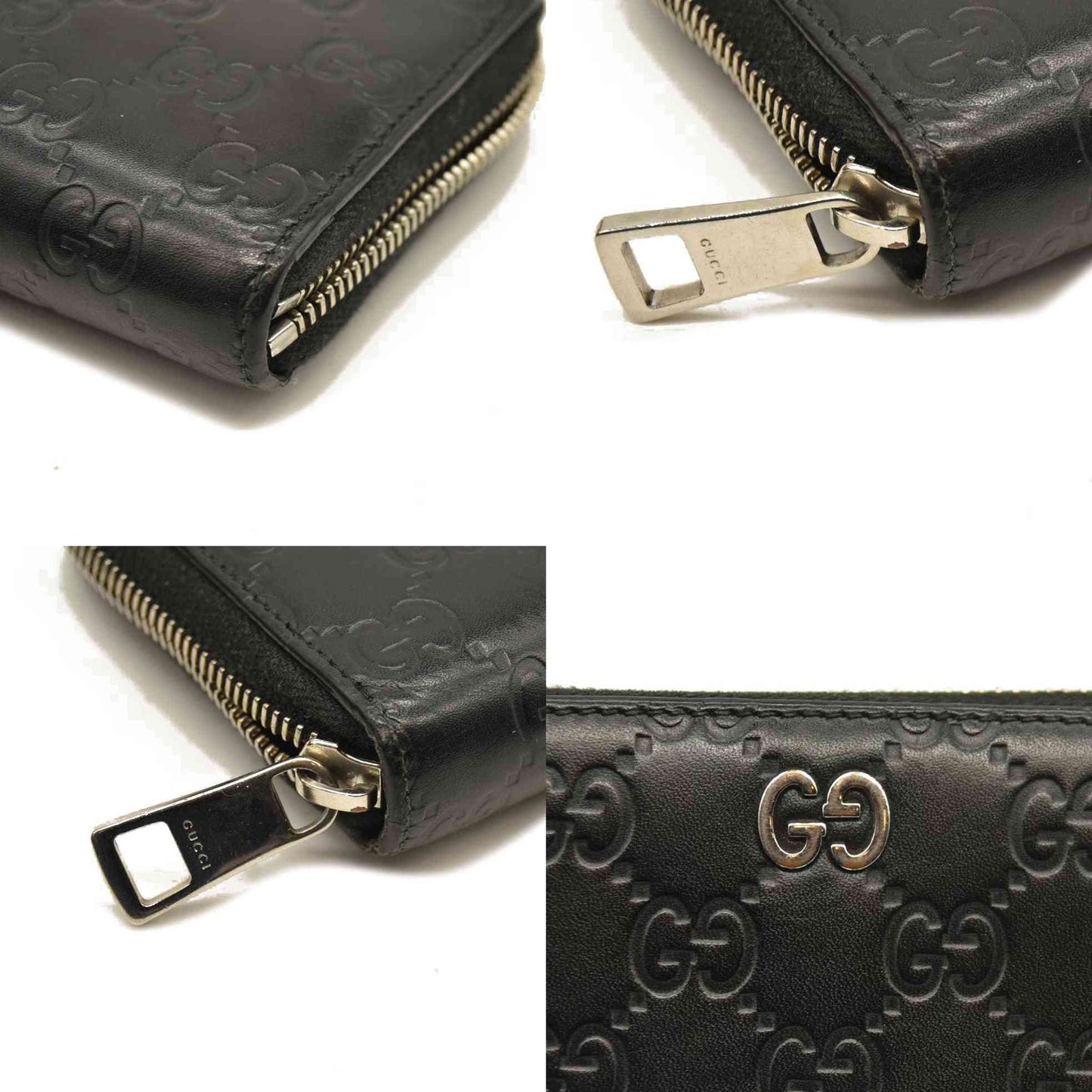 Gucci Black Guccissima Zip Around Wallet