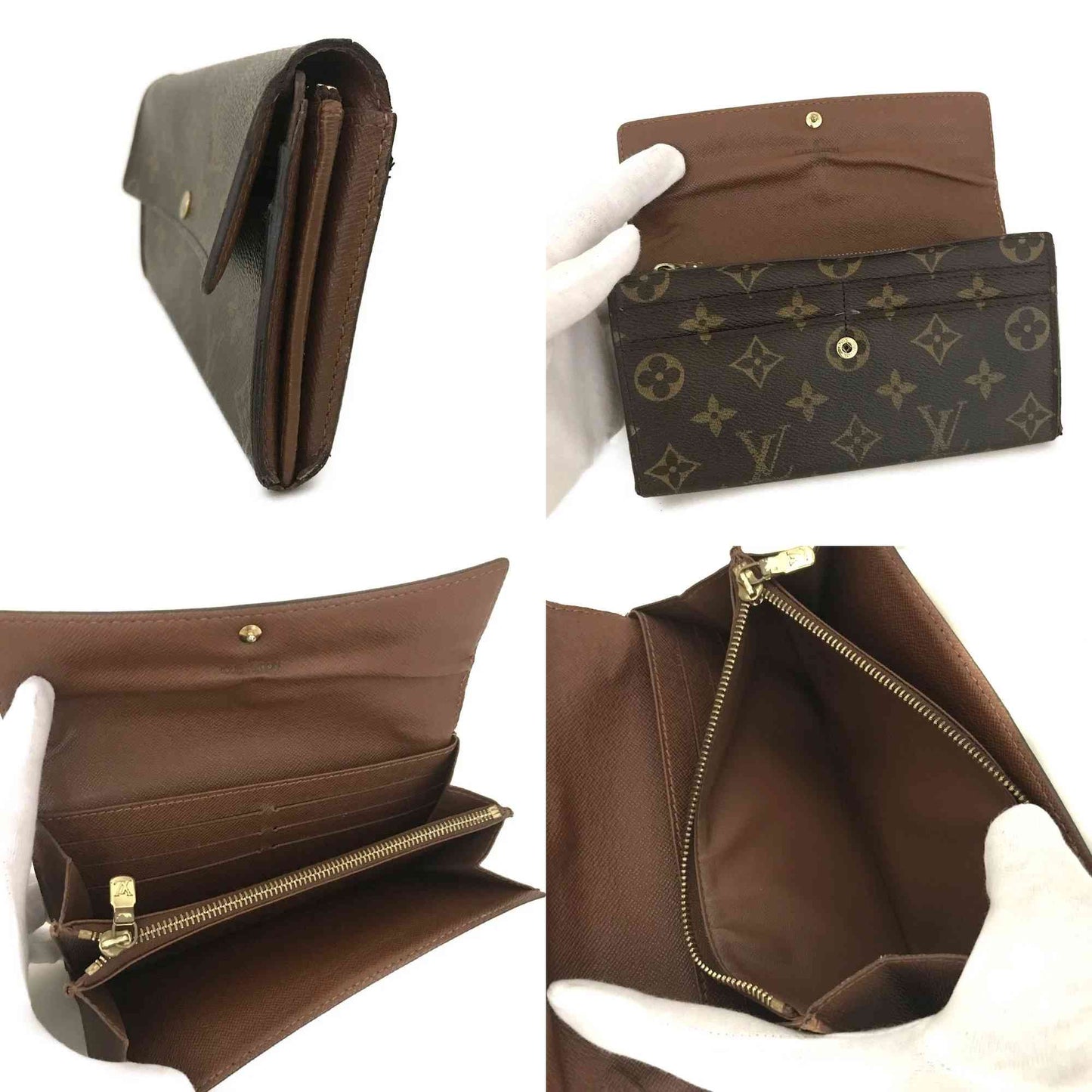 $725 2007 Louis Vuitton Monogram Portefeiulle Sarah Long Bifold Wallet Brown SD2027