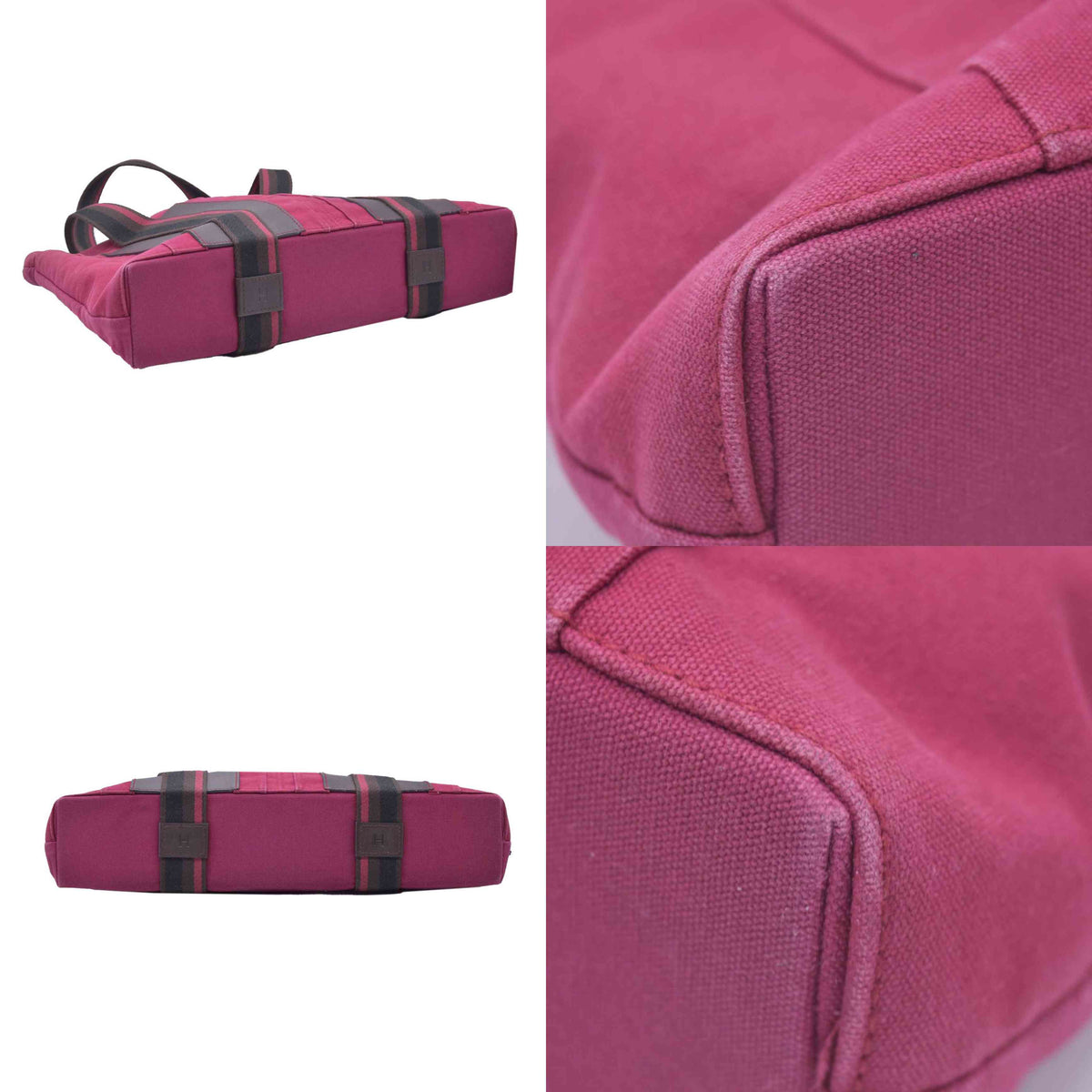 $1150 HERMES Toile Troca Horizontal MM Tote Bag Red CONSIGNMENT 10021349