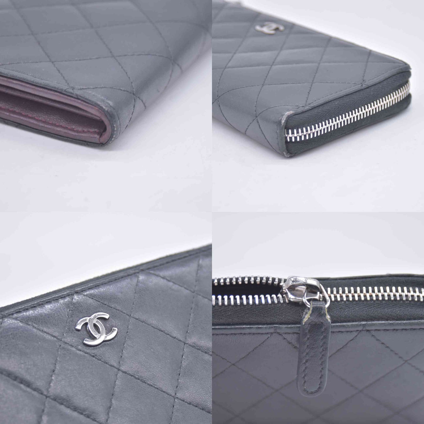$1375 Chanel 2013 Quilted Zip Around Wallet Black CONSIGNMENT
