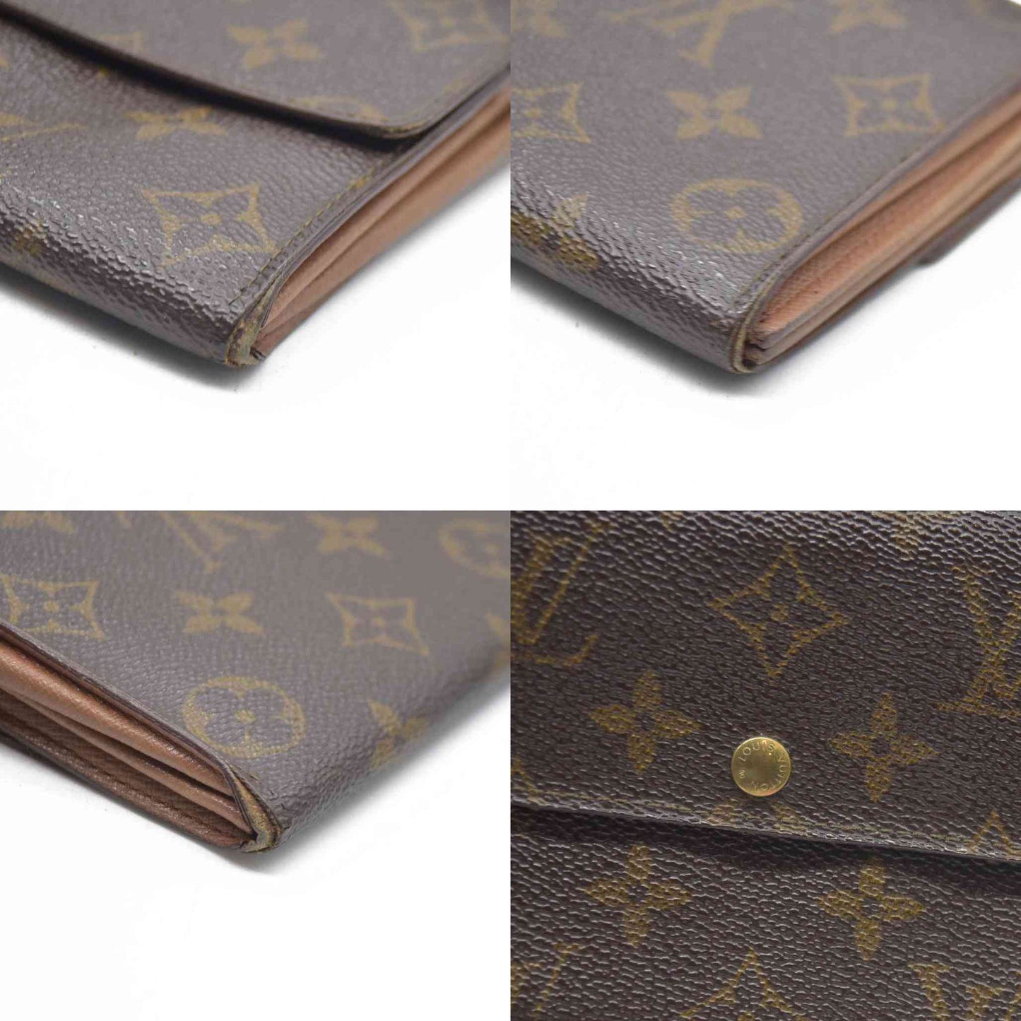 AUCTION $720 Louis Vuitton Monogram Portefeiulle Sarah Long Bifold Wallet Brown CA0934