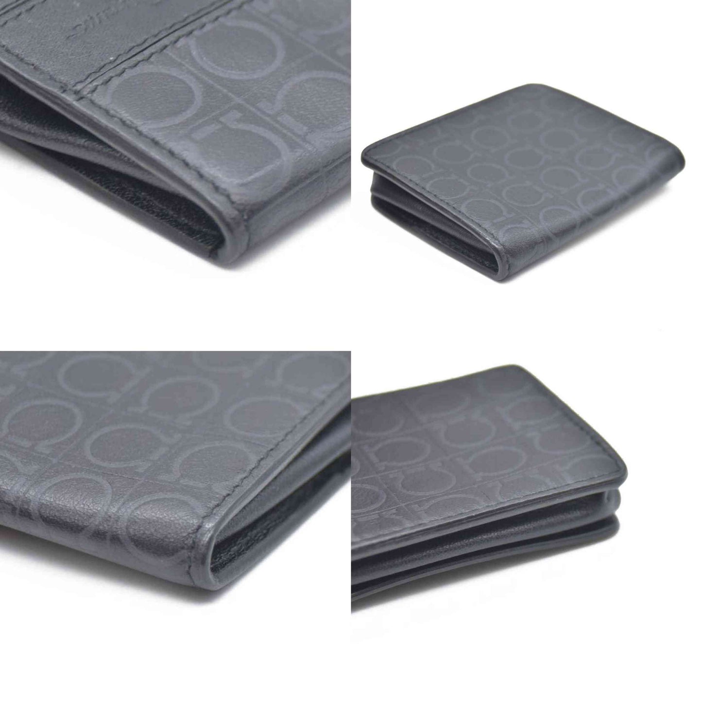 Salvatore Ferragamo Gancini Leather Coin Purse Wallet Black