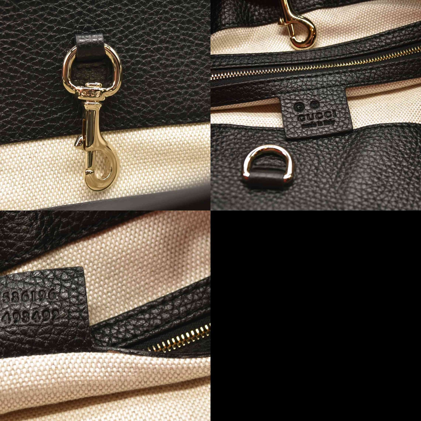 Gucci  Pebbled Calfskin Medium Soho Chain Shoulder Bag Black