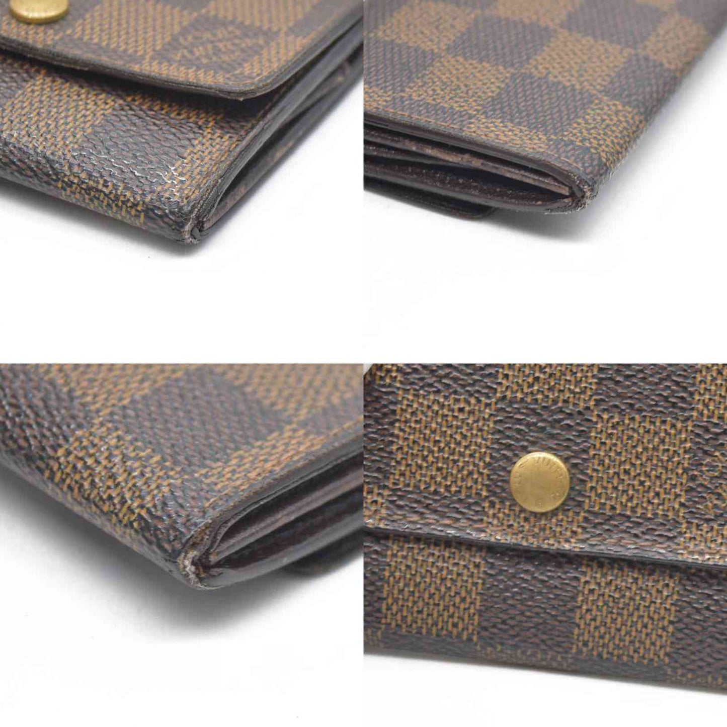 Louis Vuitton Damier Porte Monnaie Plat Coin Purse Wallet Brown MI0032