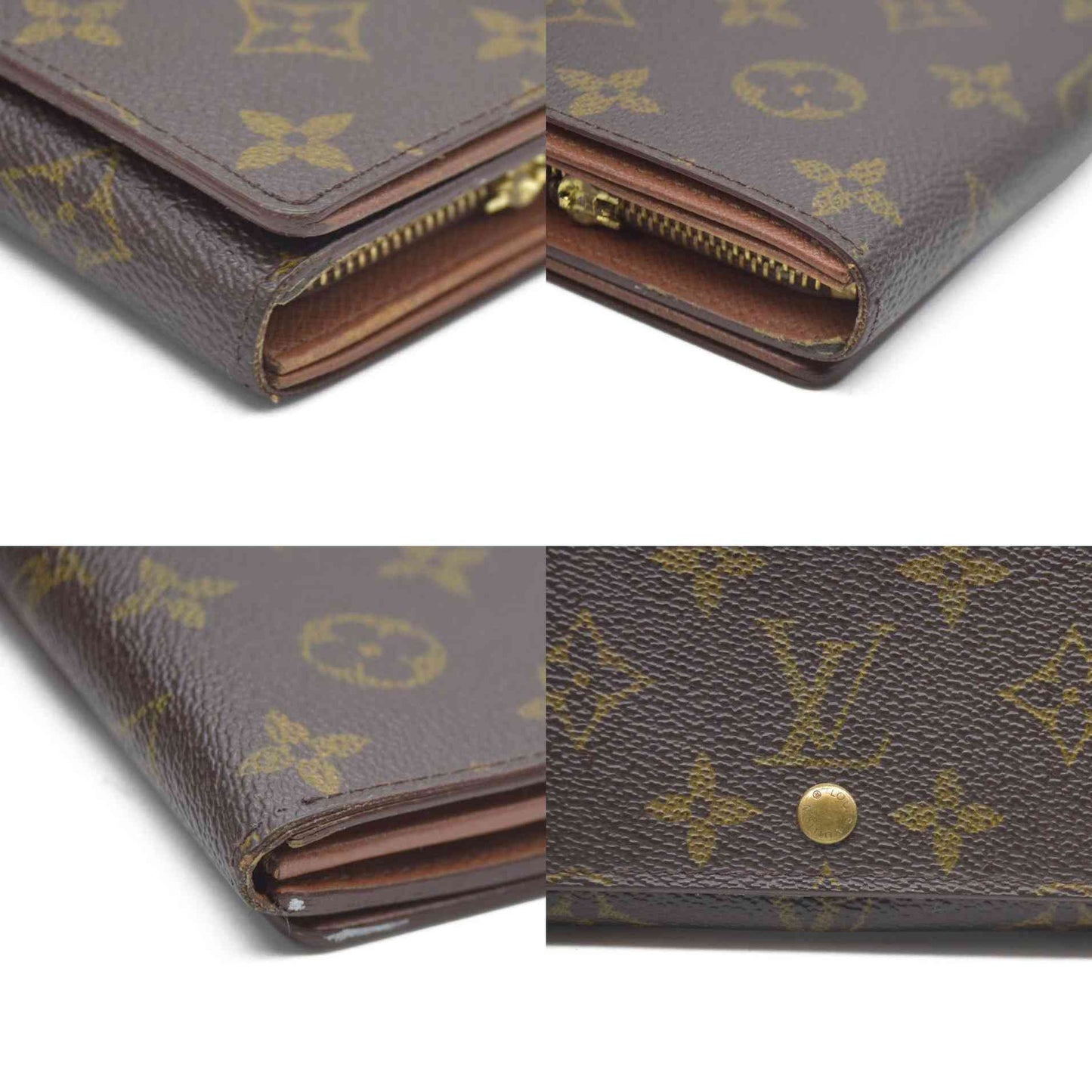 Louis Vuitton Monogram Porte Monnaie Billets Tresor Bifold Wallet Brown MI0985