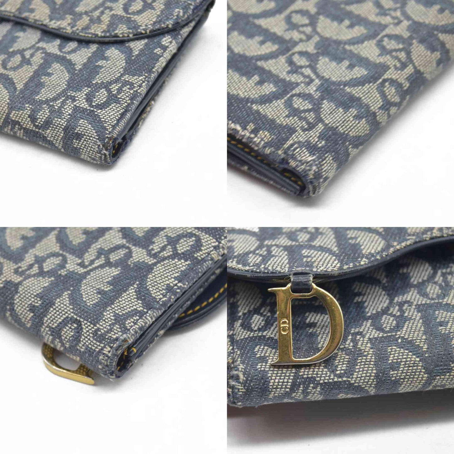 $680 Christian Dior Monogram Saddle Wallet Navy CONSIGNMENT