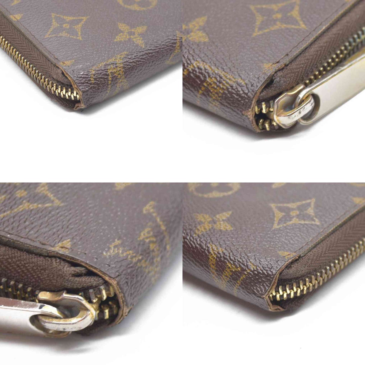 $915 Louis Vuitton Monogram Zippy Zip Around Long Wallet Purse Brown SP0028