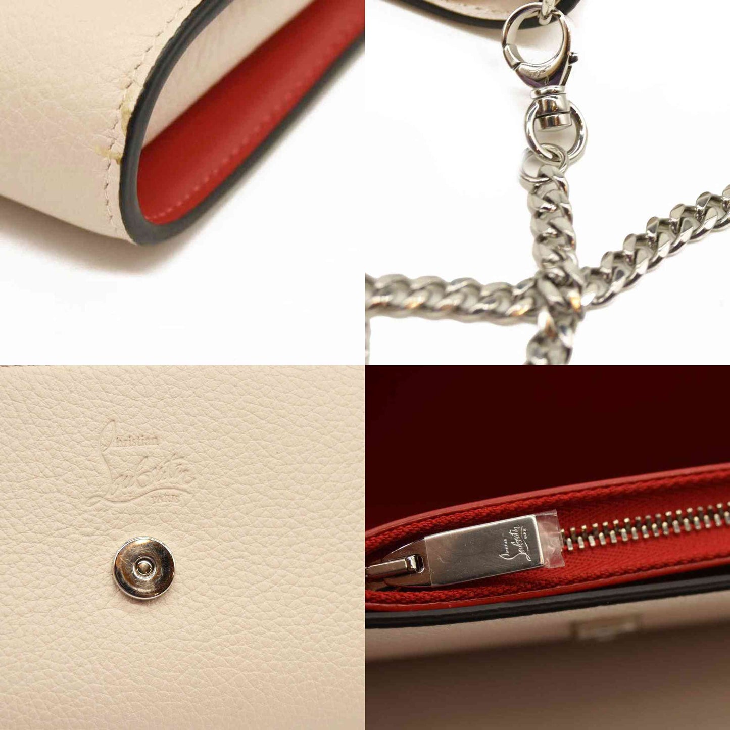 Christian Louboutin  Grained Calfskin By My Side Wallet On Chain Light Pink