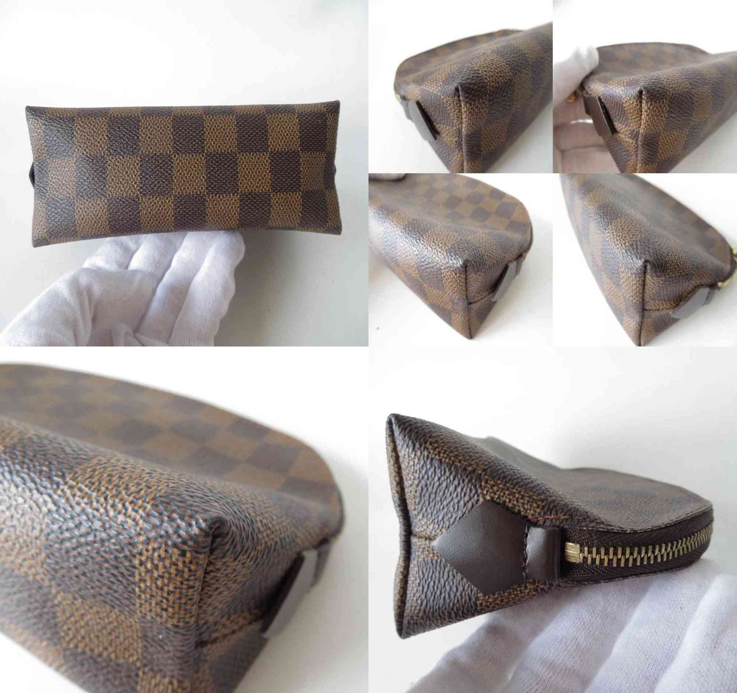 Louis Vuitton $600 Damier Ebene Pochette Cosmetic Pouch Bag CA1021
